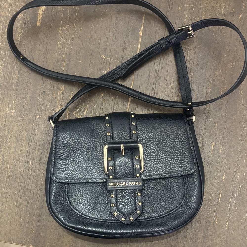 Michael Kors Black Pebbled Leather Crossbody Bag